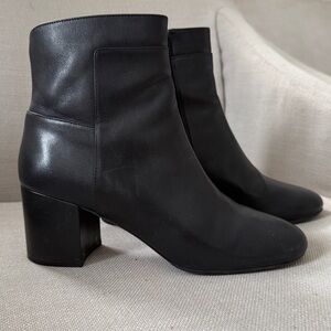 Premium Leather Cole Haan Black Booties FINE sole/ block heel US 8 Worn Once EUC